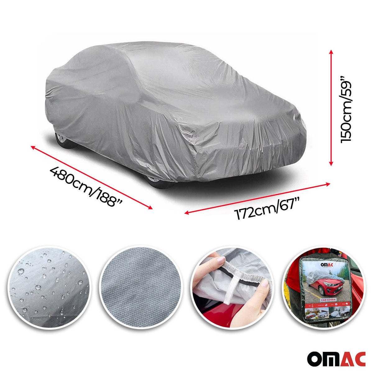 Auto Schutzhülle Vollgarage Autoabdeckung Universal Grau 480x172x150