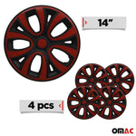 4x Radblenden Radzierblenden Radkappen für 14" Zoll Stahlfelgen Rot Schwarz