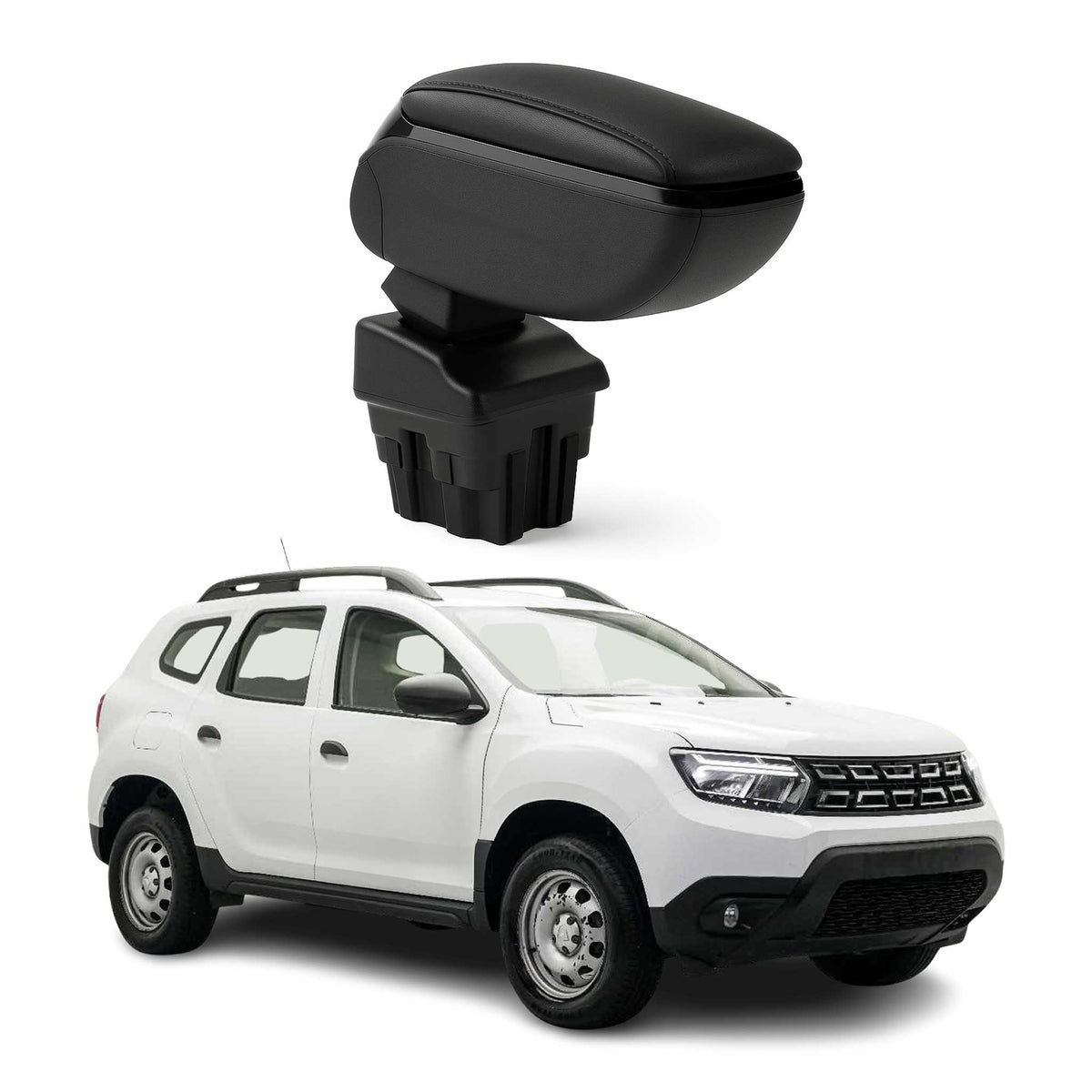 Armlehne Mittelarmlehne für Dacia Duster II 2017-2024 PU-Leder ABS Schwarz
