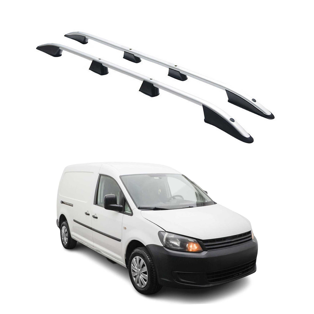 Dachreling Dachgepäckträger für VW Caddy Maxi 2010-2015 L2 Langer  Alu Silber 2x