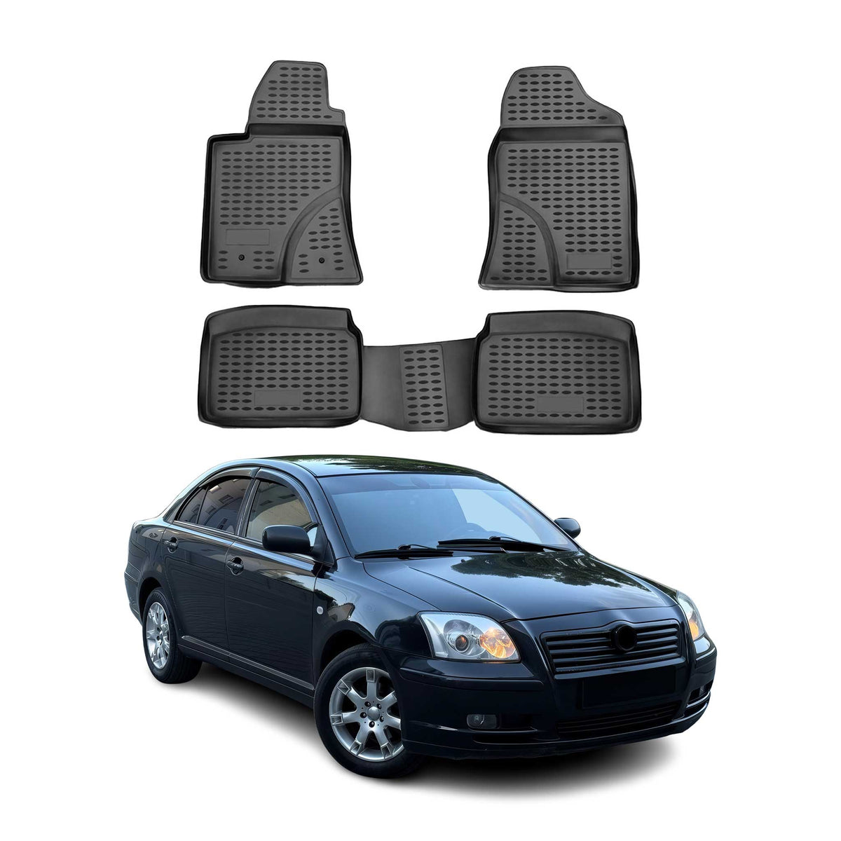 OMAC Gummimatten Fußmatten für Toyota Avensis 2003-2009 TPE Automatte Schwarz 4x