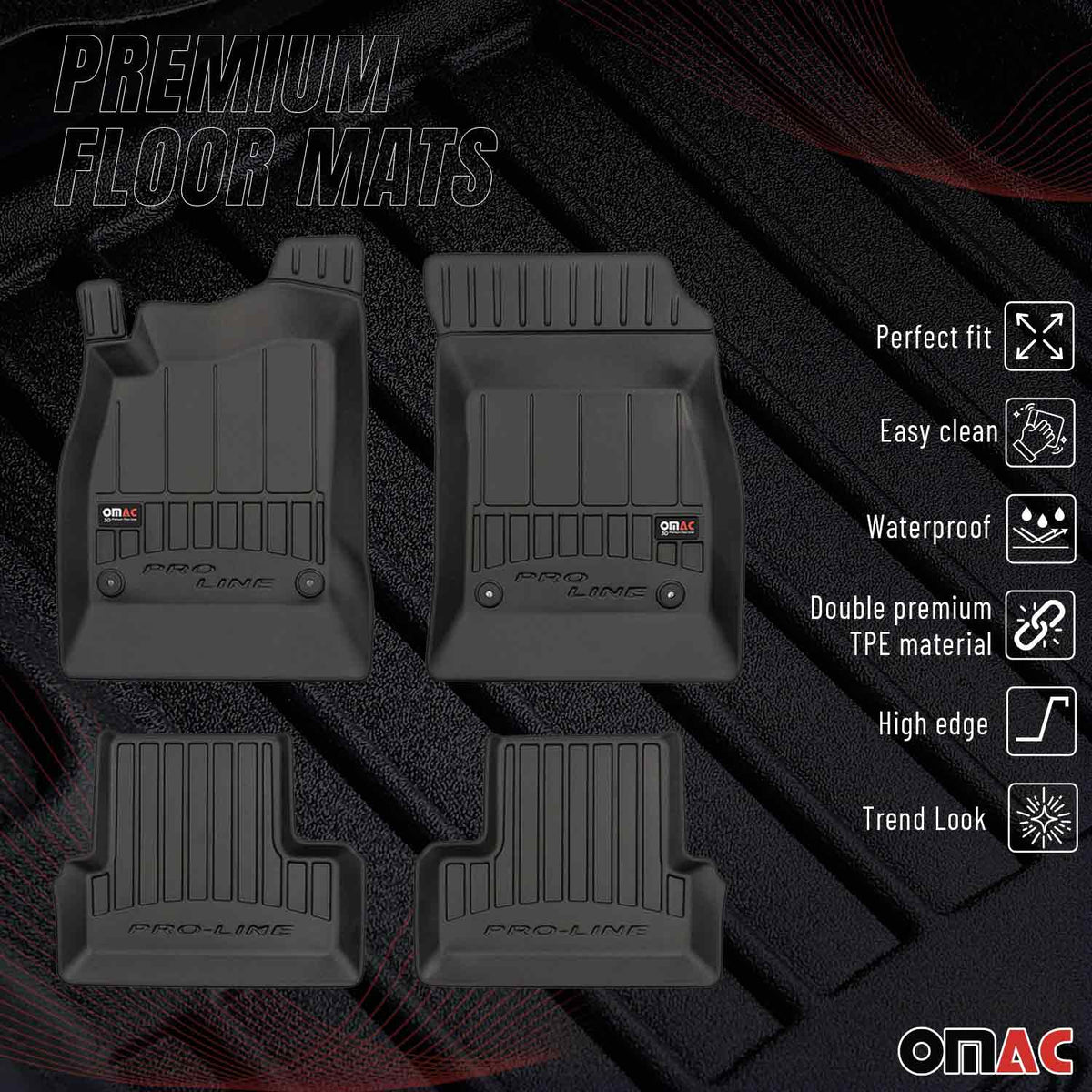 OMAC Gummi Fußmatten für Opel Astra J 2009-2015 Premium TPE Automatten 4tlg