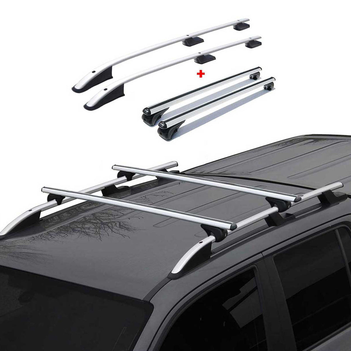 Dachreling + Dachträger für Ford Transit 2015-2026 L2 Mitte RS Alu Silber 4x