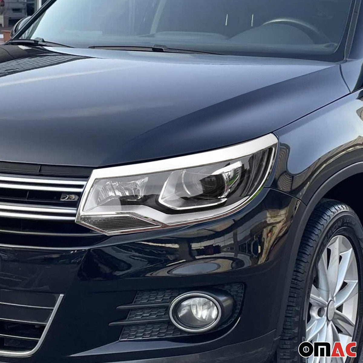 Scheinwerfer Leisten Scheinwerferblende für VW Tiguan 2011-2016 Chrom ABS 2tlg