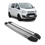 Trittbretter Seitenschweller für Ford Transit Custom 2013-2023 L2 Alu Grau 2 tlg