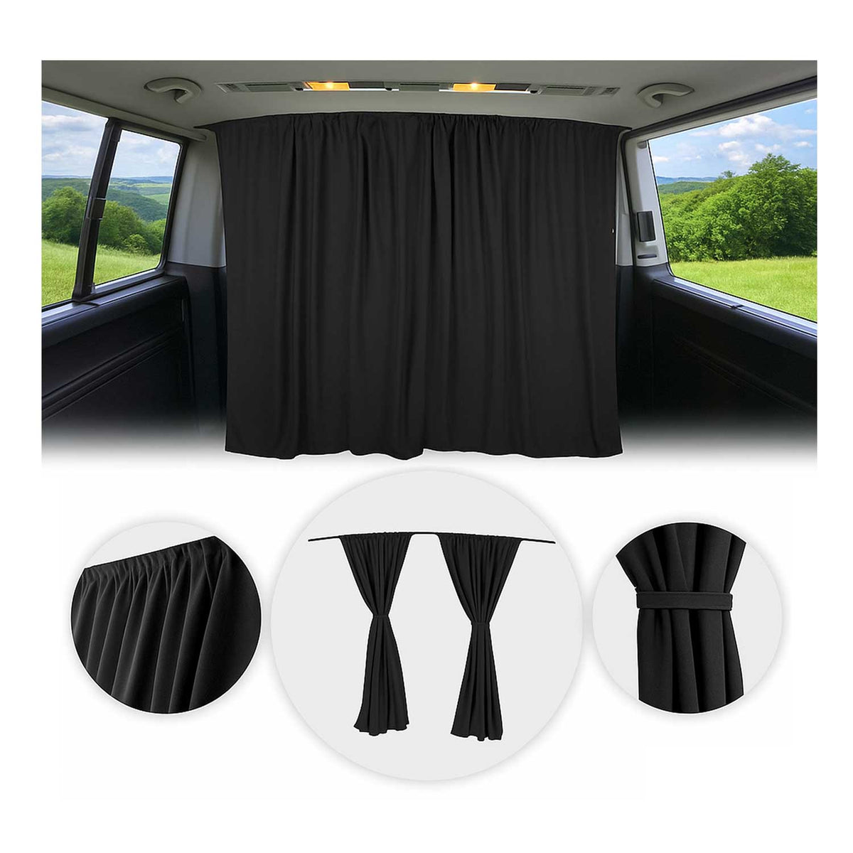 Maß Gardinen für Ford Transit Tourneo Custom L1 L2 Fahrerhaus Abtrennung Schwarz