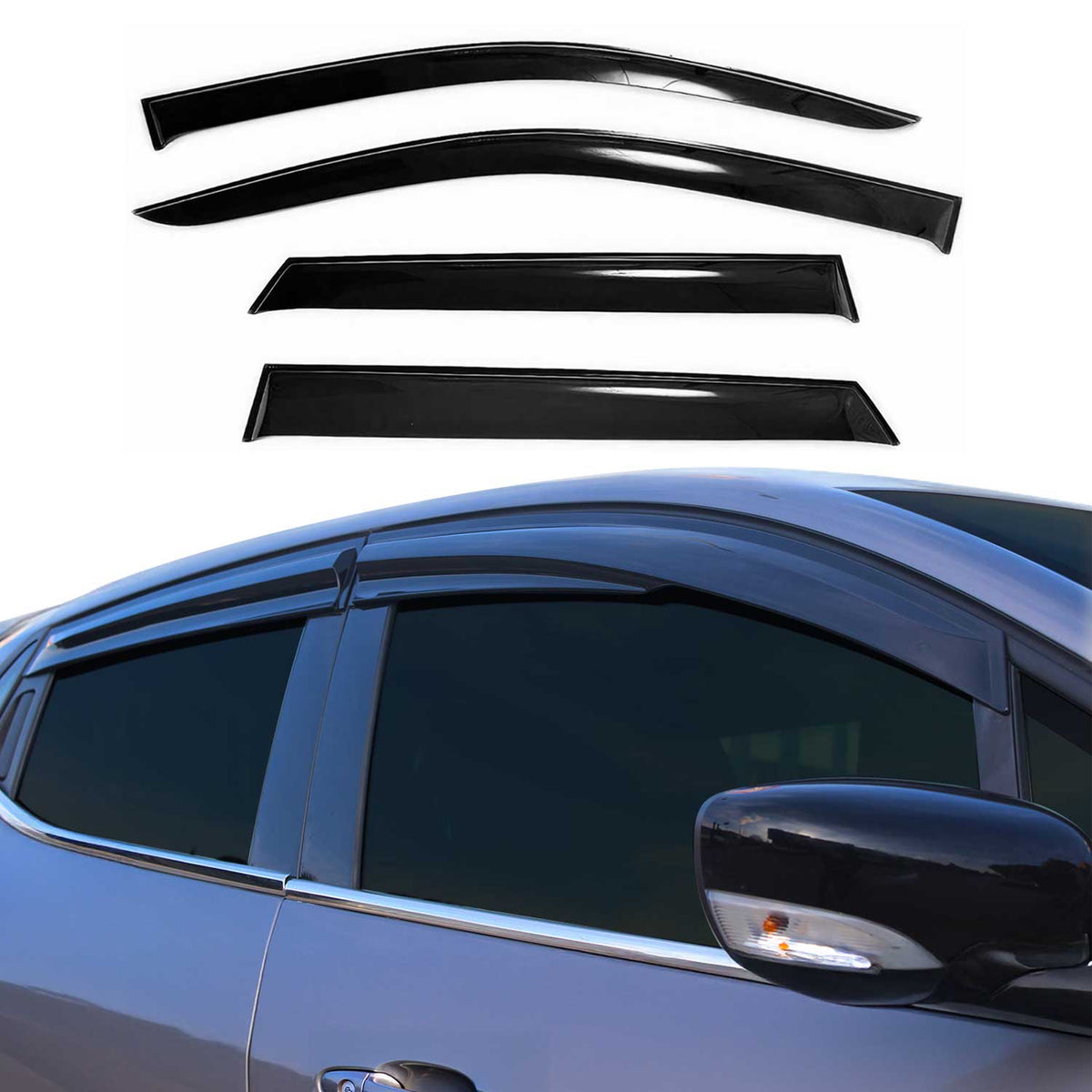 4x Windabweiser Regenabweiser für Hyundai Sonata 2005-2010 Acryl Dunkel