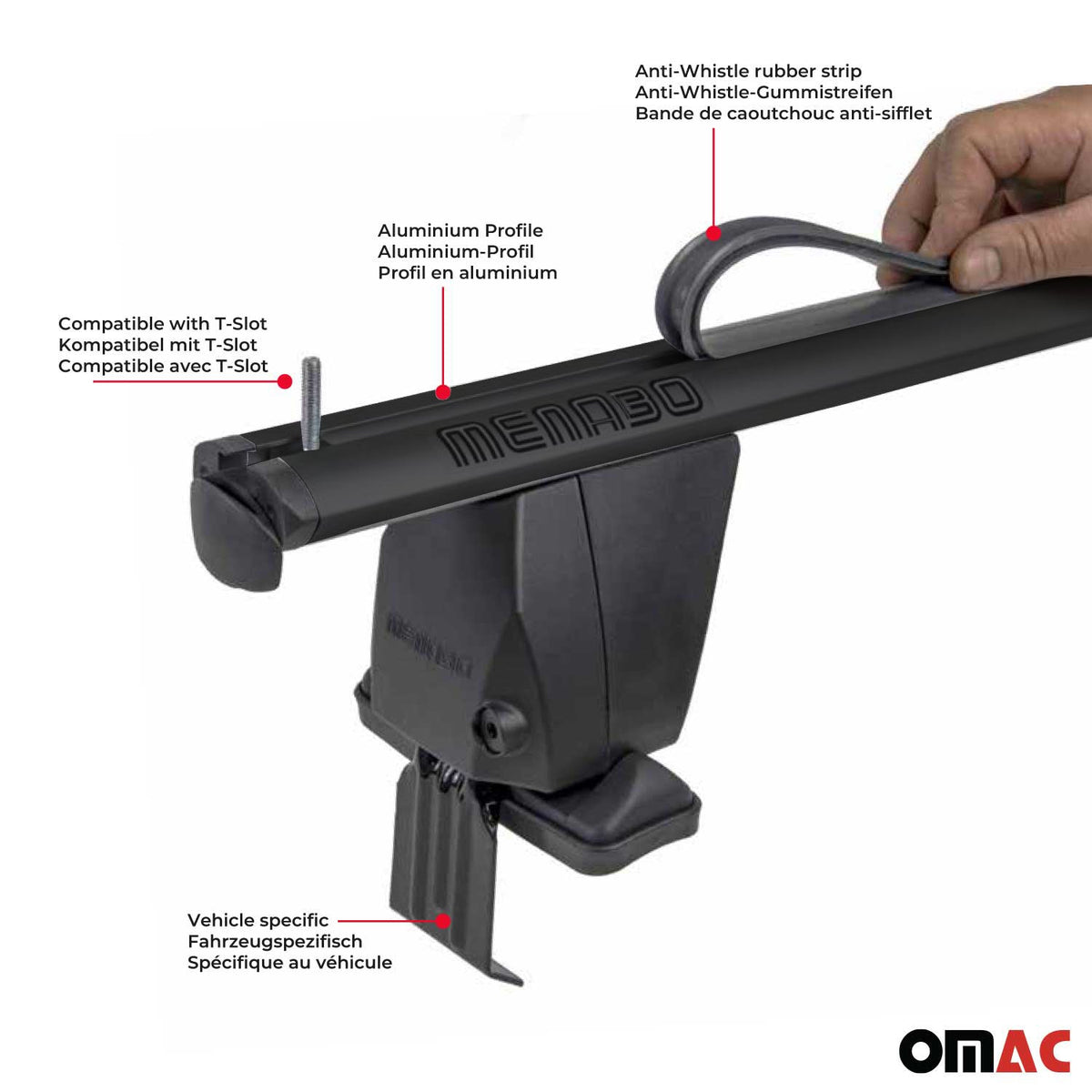 Menabo Dachträger Grundtäger für RAM 1500 2010-2017 50kg Aluminium Schwarz 2 tlg