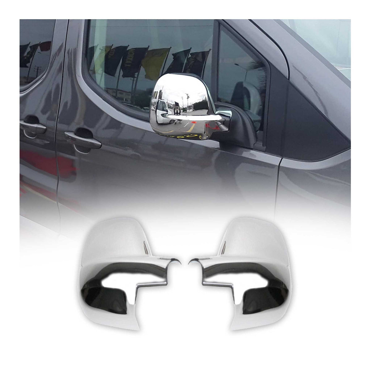 Spiegelkappen Spiegelabdeckung für Peugeot Partner 2018-2026 Chrom ABS Silber