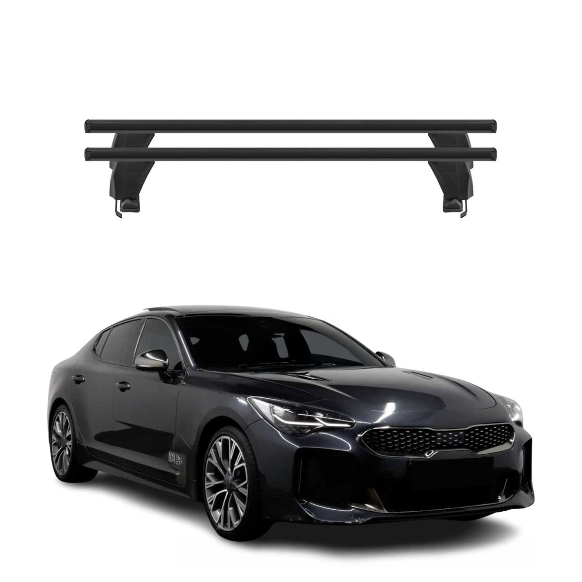 Menabo Dachträger Grundtäger für Kia Stinger 2018-2023 50kg Alu Schwarz 2 tlg