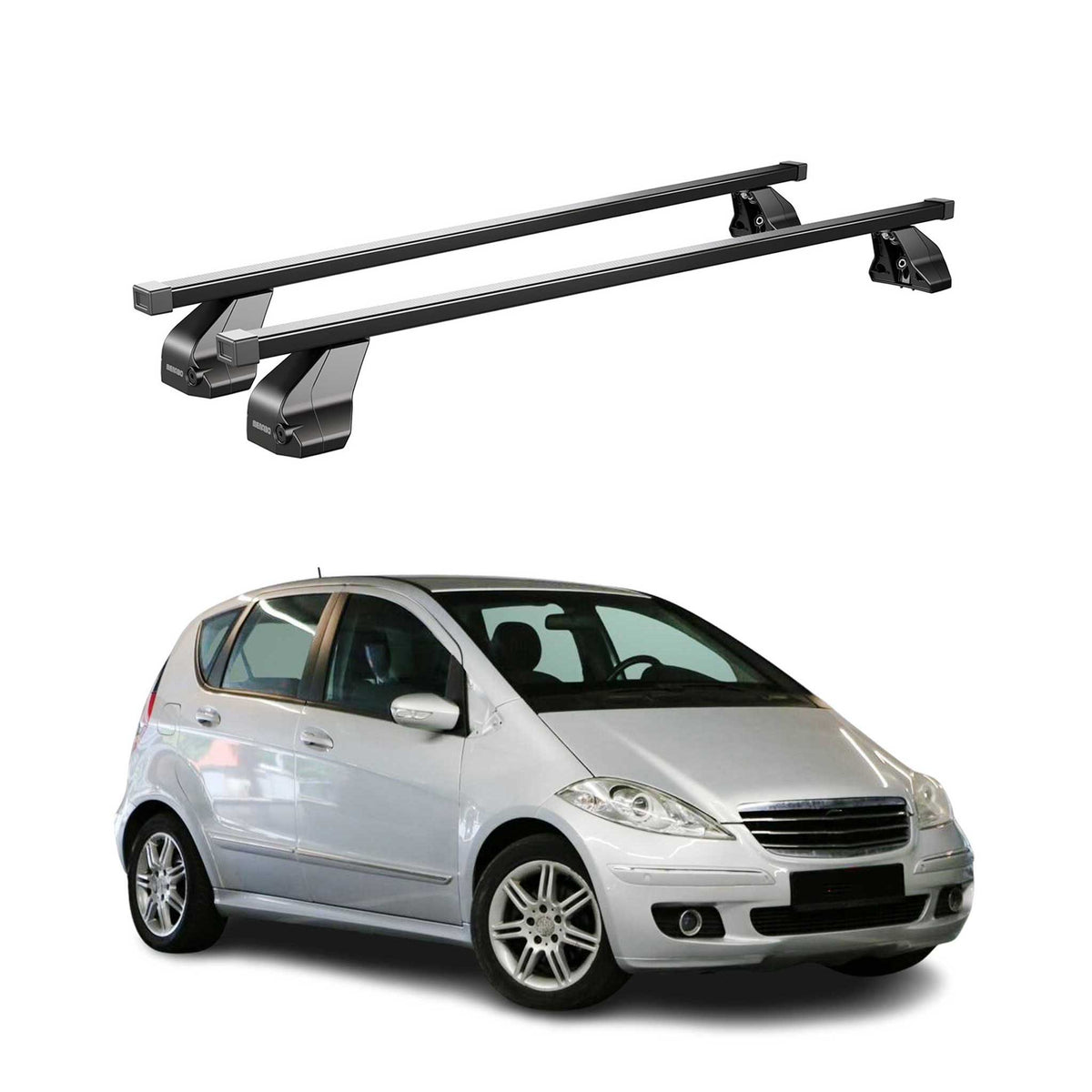 Menabo Dachträger für Mercedes A Klasse W169 2004-2012 75kg Stahl Schwarz 2x