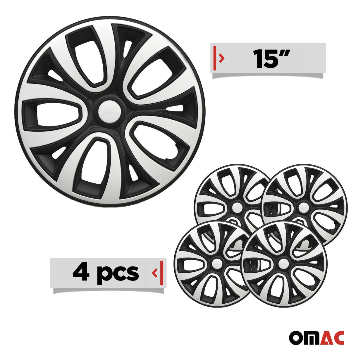 4x Radkappen Radzierblenden Radblenden für 15" Zoll Stahlfelgen Schwarz weiß