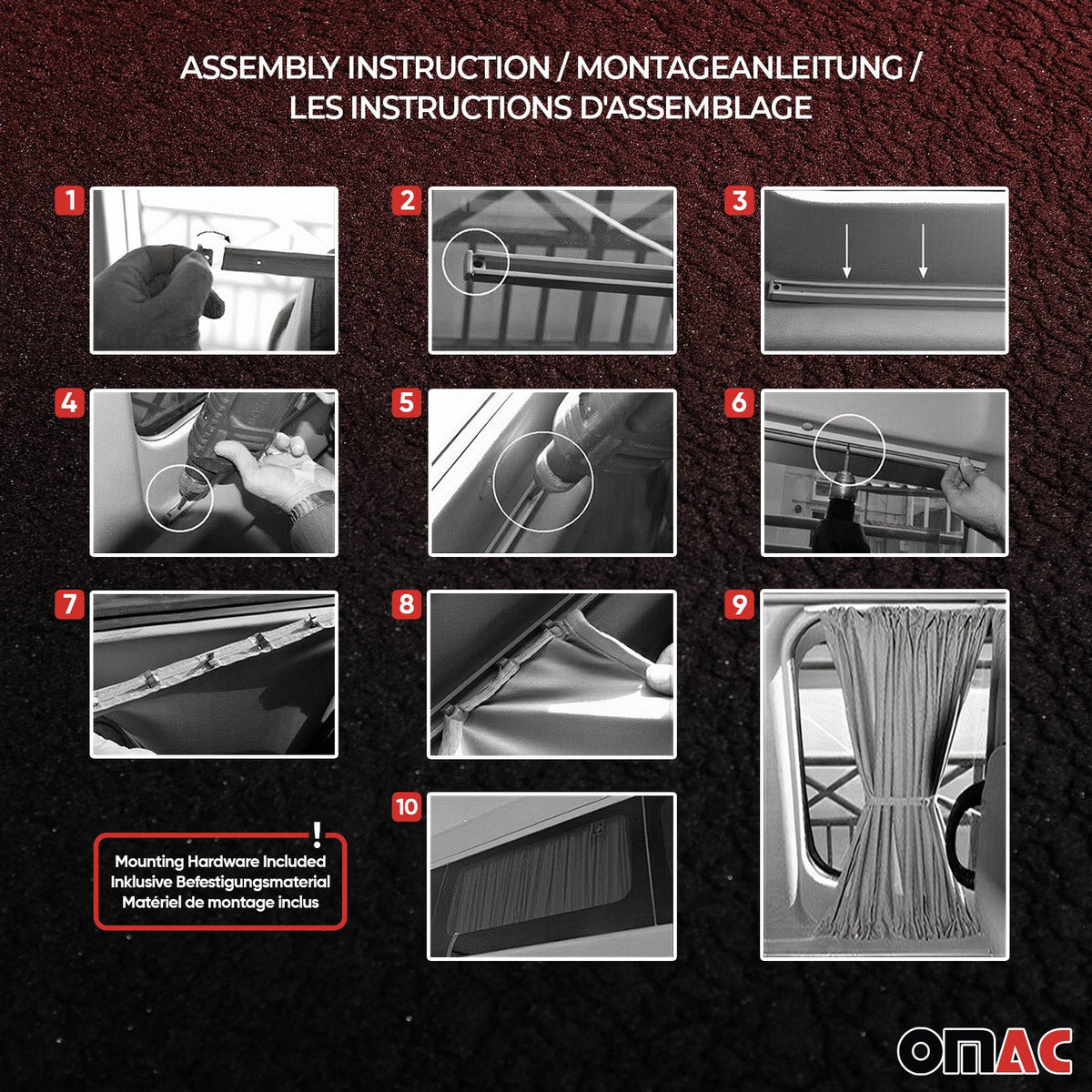 Schiebetür Gardinen MAß Vorhänge für Mercedes Vito W447 2014-2026 Schwarz 1x