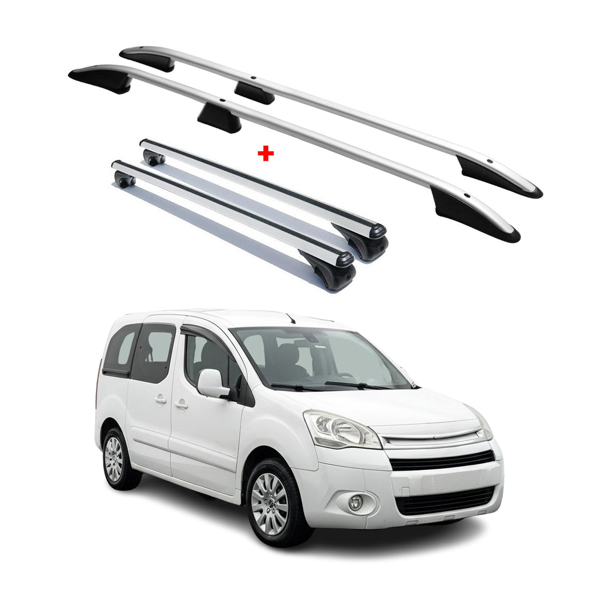 Dachträger + Dachreling für Citroen Berlingo 2008-2018 L1 Aluminium Silber 4x