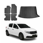 Fußmatten & Kofferraumwanne Set für Dacia Sandero II 2012-2020 Gummi Schwarz 5x