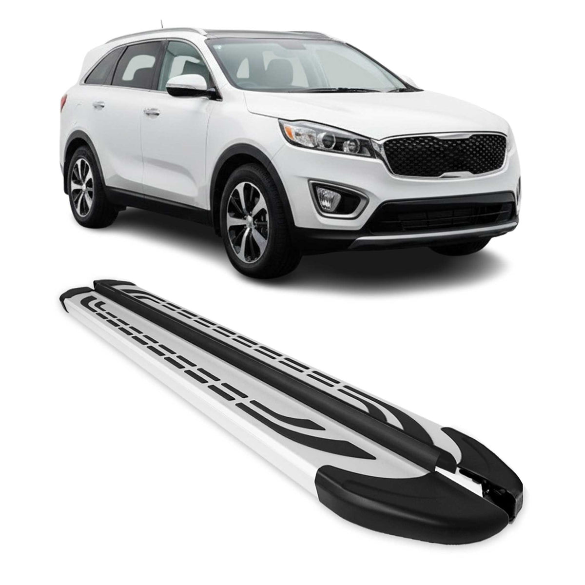 Trittbretter Seitenschweller Seitenbretter für Kia Sorento 2012-2015 Alu Grau