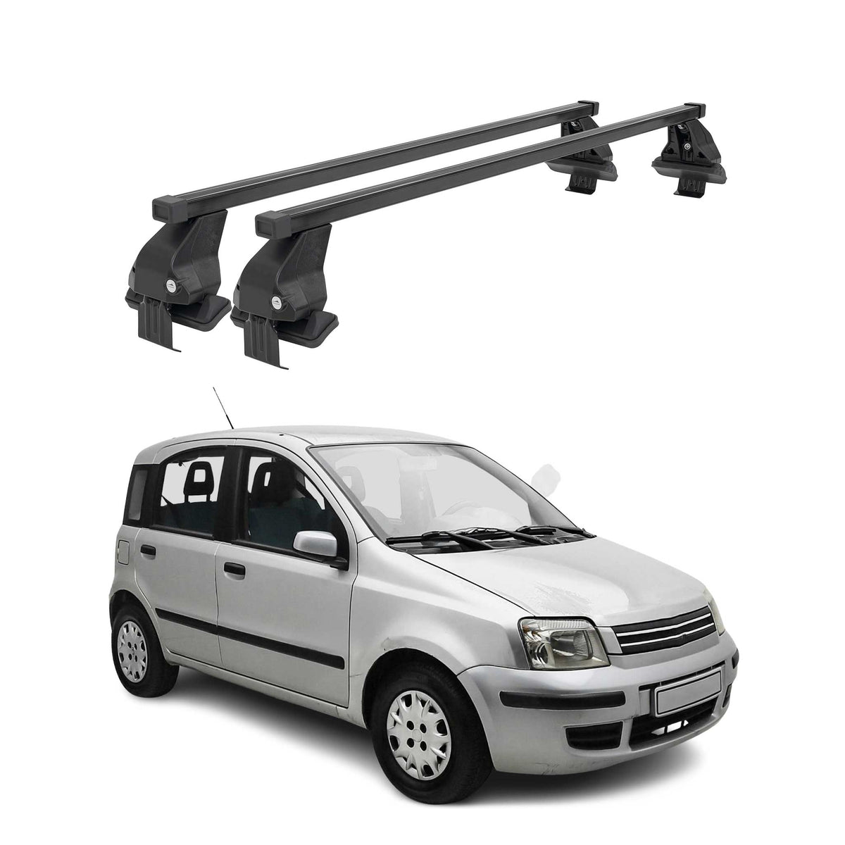 Menabo Dachträger Grundtäger für Fiat Panda 2003-2012 50kg Stahl Schwarz 2 tlg