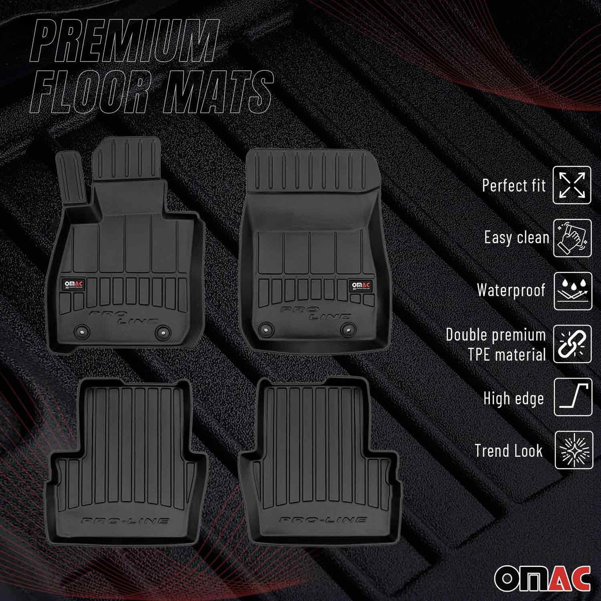 OMAC Gummi Fußmatten für Mazda CX-3 2015-2024 Premium TPE Automatten Schwarz 4x
