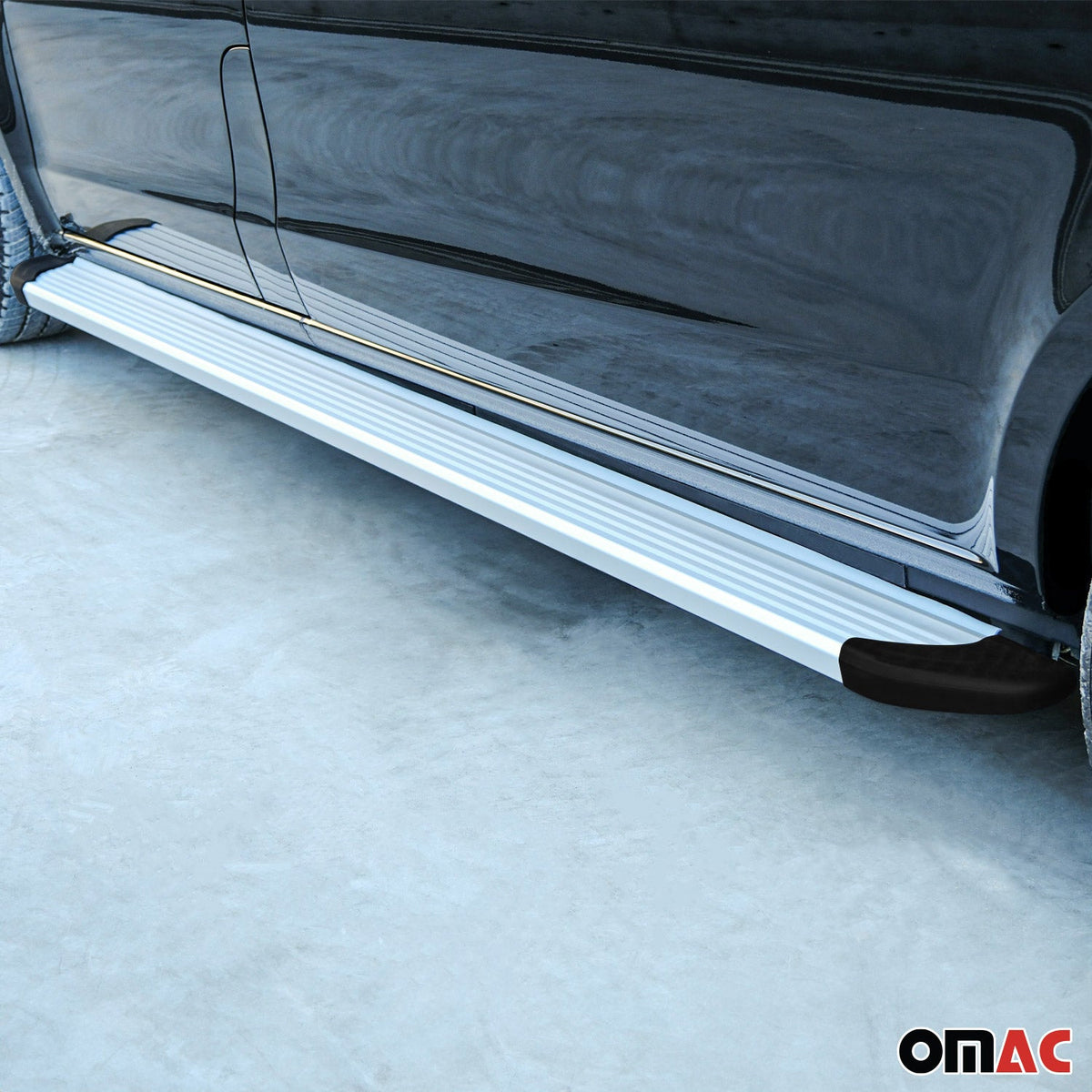 Trittbretter Seitenschweller für Ford e-Transit 2022-2026 L3 Aluminium Silber 2x