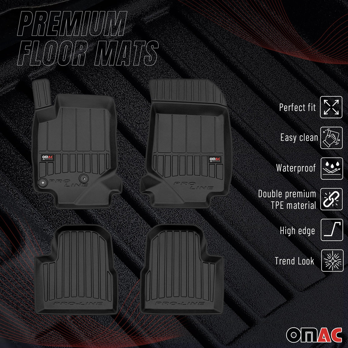 OMAC Gummi Fußmatten für Peugeot 2008 2019-2026 Premium TPE Automatten 4tlg