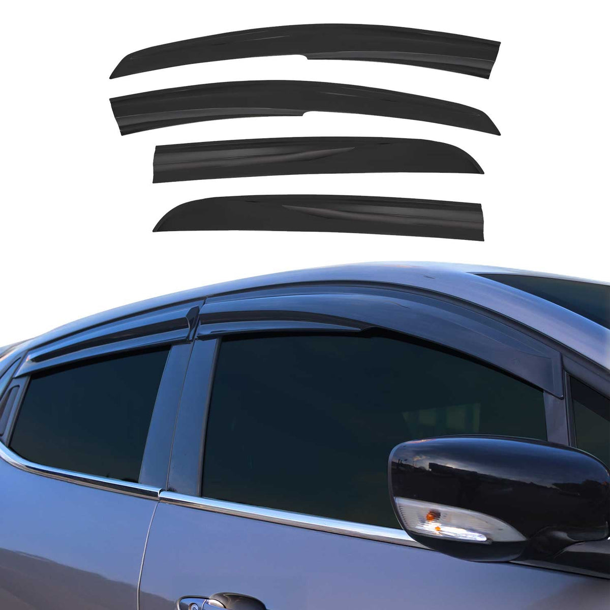 4x Windabweiser Regenabweiser für Fiat Punto 2005-2018 Acryl Dunkel