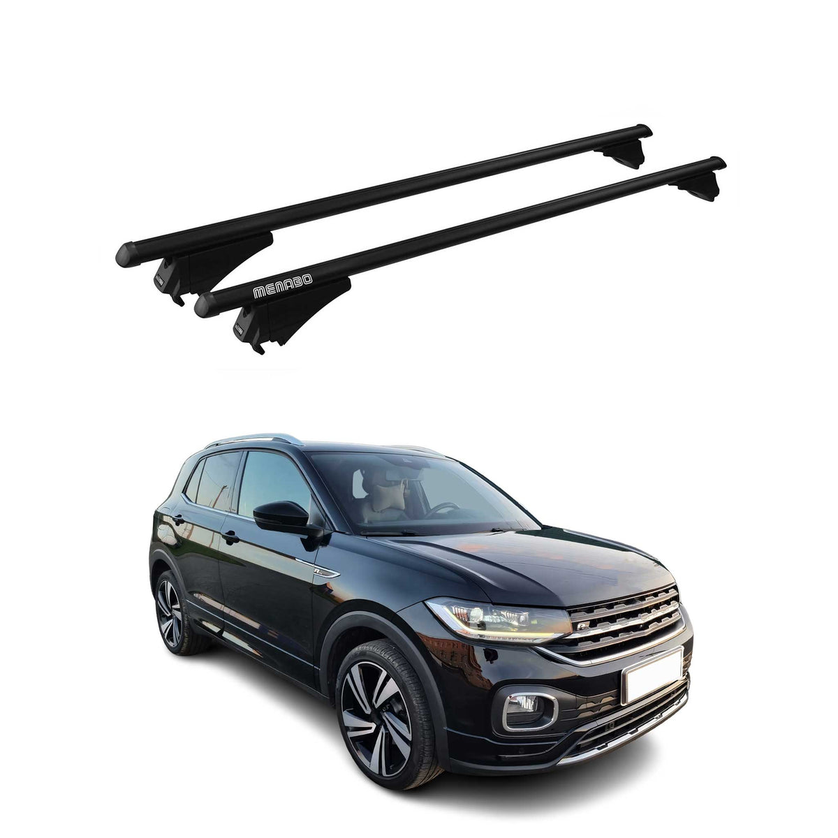 Menabo Dachträger Grundtäger für VW T-Cross 2019-2024 75kg Alu Schwarz 2 tlg