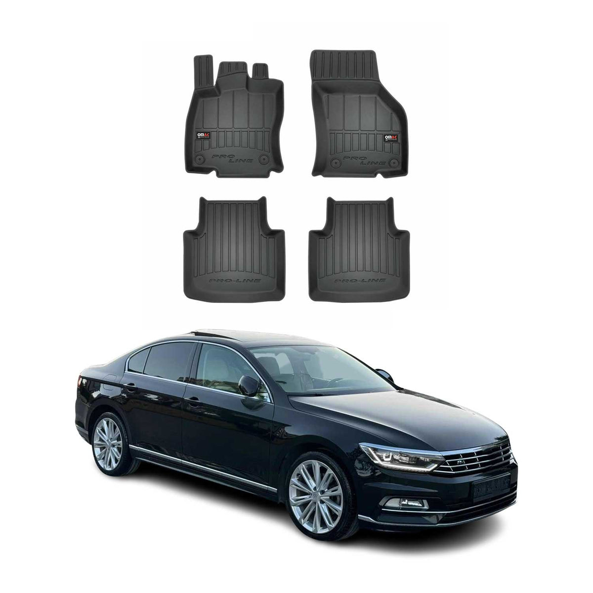 OMAC Gummi Fußmatten für VW Passat B8 2014-2019 Premium TPE Automatten 4tlg