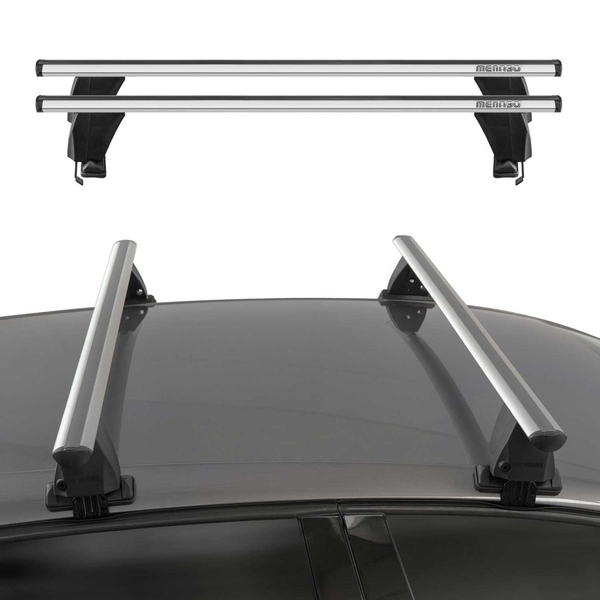 Menabo Dachträger Grundtäger für VW Polo 2017-2021 50kg Aluminium Silber 2tlg