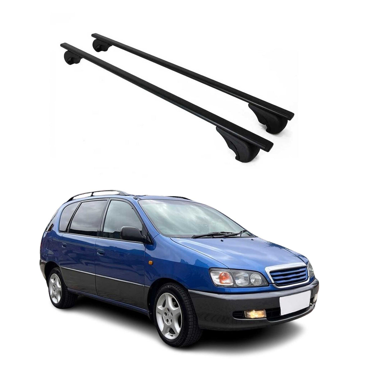 Dachträger Grundträger für Toyota Picnic 1996-2001 75kg Stahl Schwarz 2 tlg
