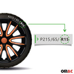 4 Stück Radblenden Radzierblenden Radkappen 15" Zoll Stahlfelgen Schwarz-Orange