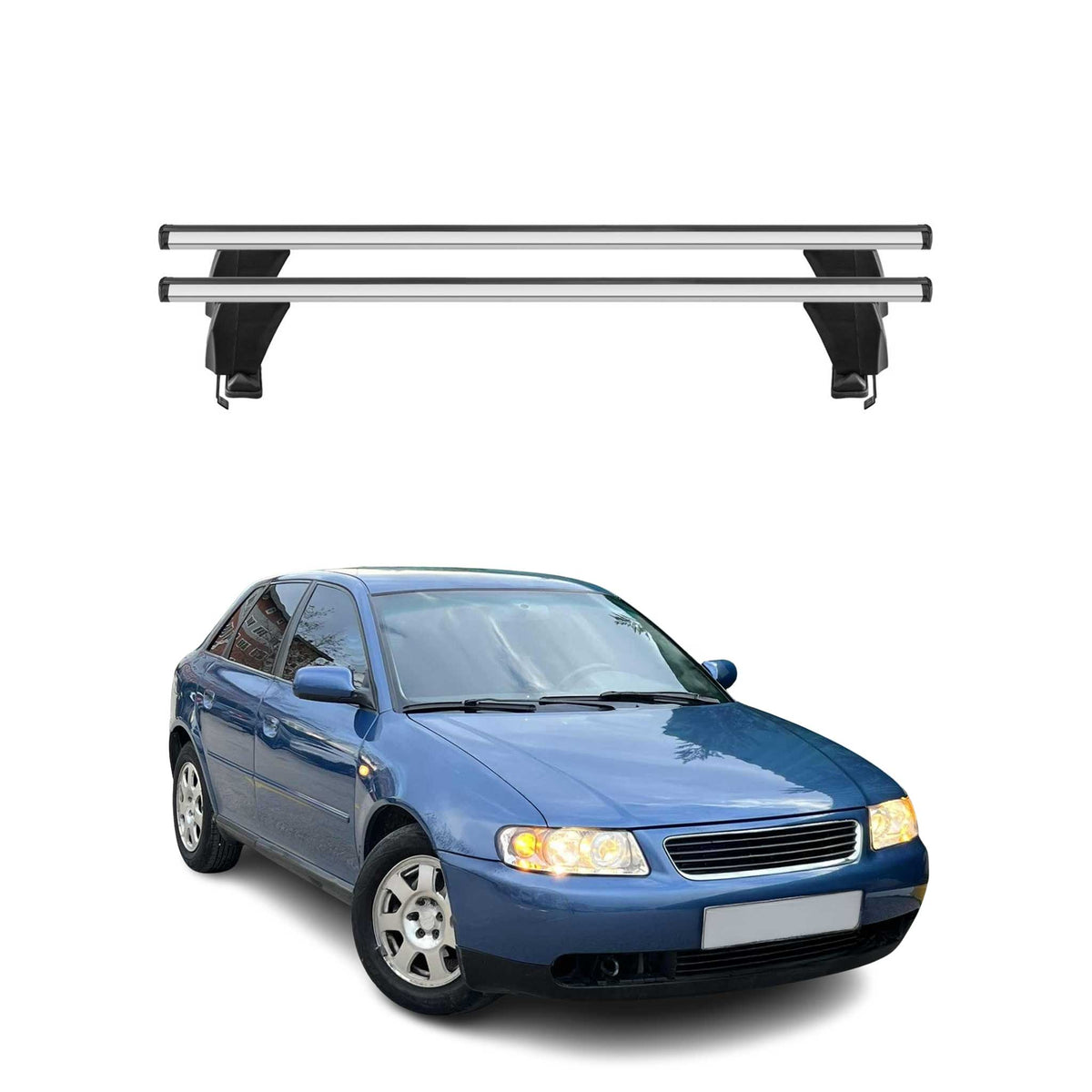 Menabo Dachträger Grundtäger für Audi A3 8L1 1996-2003 5Tür 50kg Alu Silber 2x