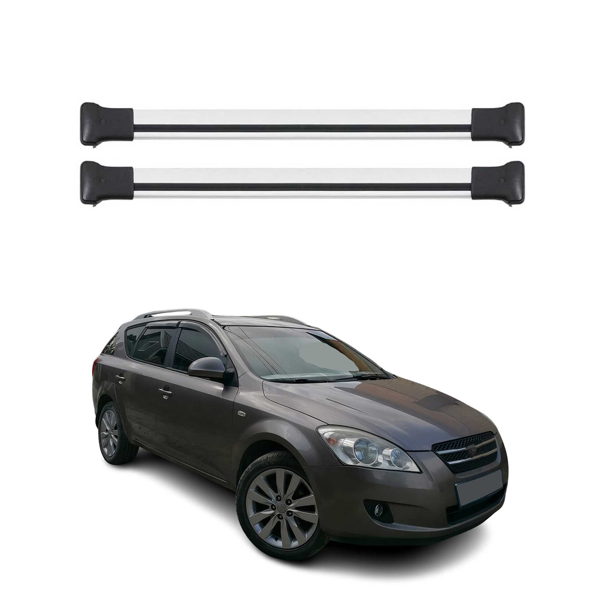 Dachträger Grundtäger für Kia Ceed ED Kombi 2006-2012 75kg Alu Silber 2 tlg