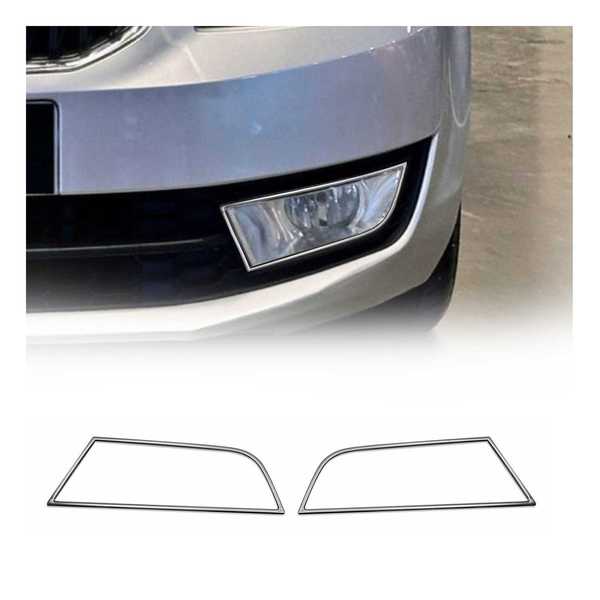 Nebelscheinwerfer für Skoda Octavia 5E 2013-2019 Chrom Rahmen Edelstahl 2 tlg