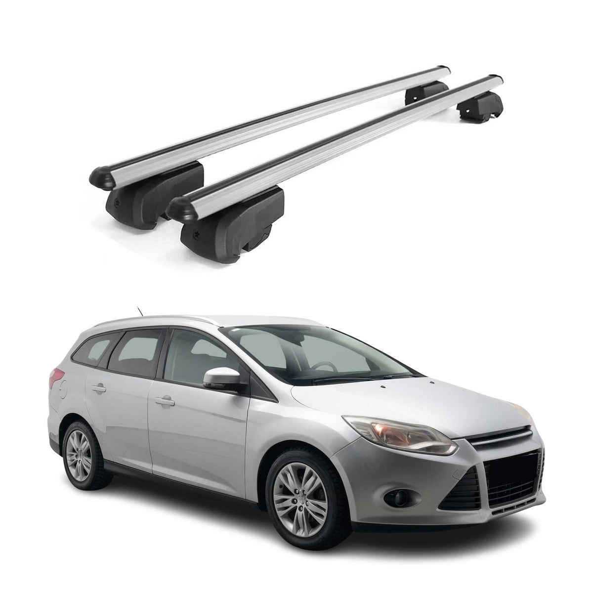 Dachträger Gepäckträger für Ford Focus MK3 Turnier 2011-2021 ABE Alu Grau 2x