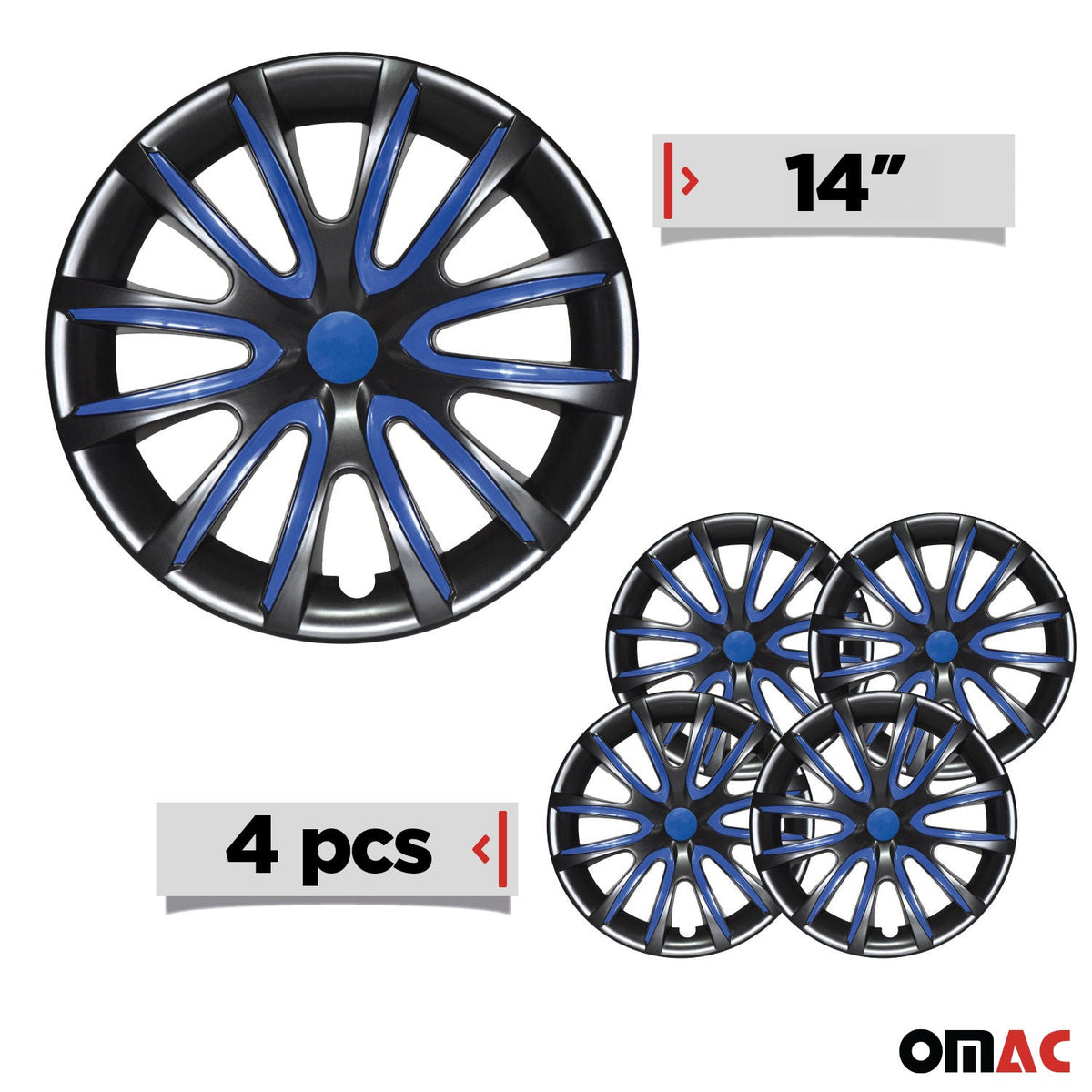 4x 14" Radkappen Radzierblenden Radblenden für VW für Audi ABS Schwarz Blau