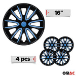 4x Radkappen Radzierblende Radblenden für 16" Zoll Stahlfelgen Matt Schwarz Blau