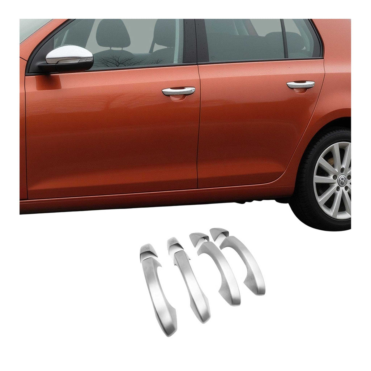 Türgriff Blende Chrom für VW Golf 2008-2012 4-Tür Gebürstet Silber 8x
