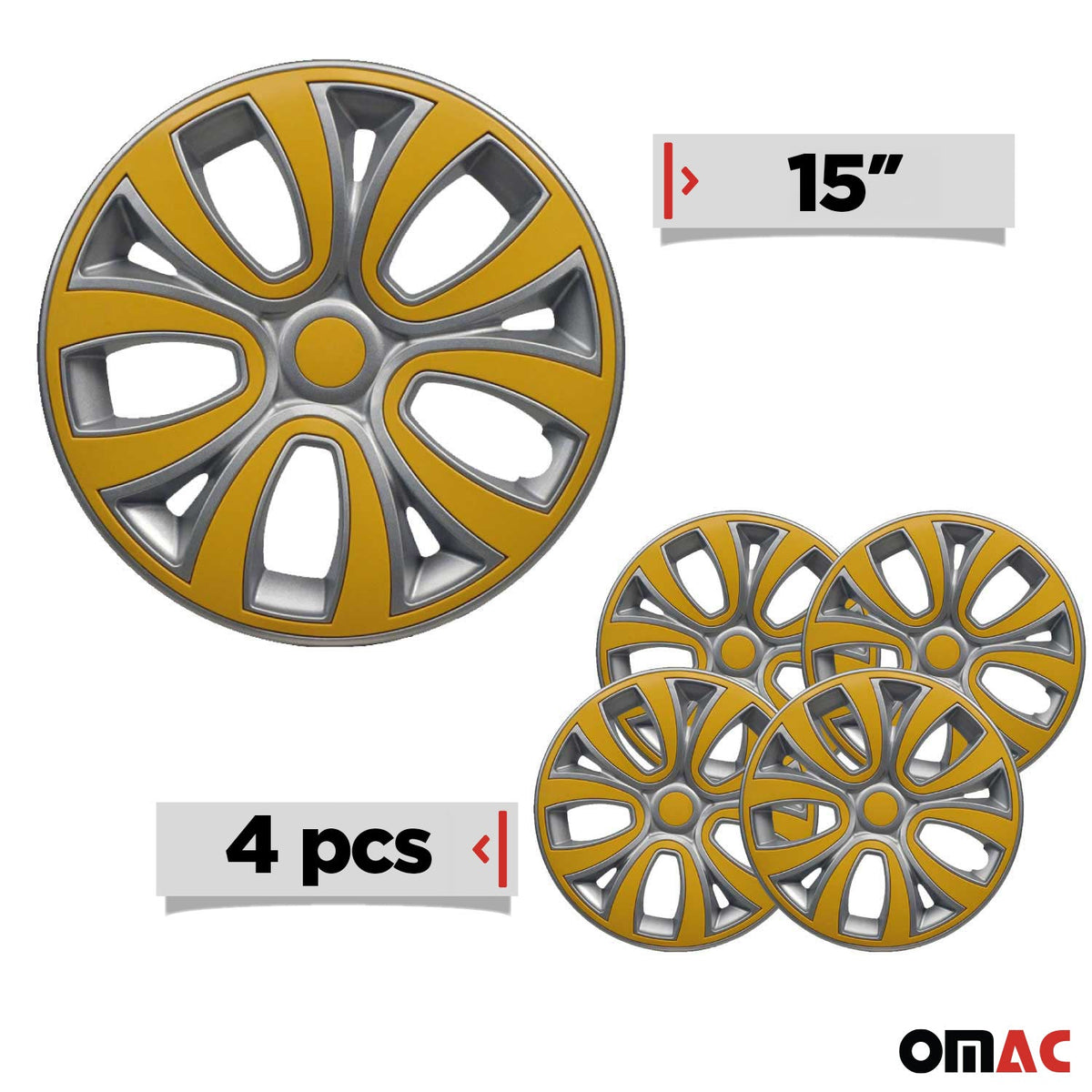 4x Radblenden Radkappen Radzierblenden für 15" Zoll Stahlfelgen Silber Gelb