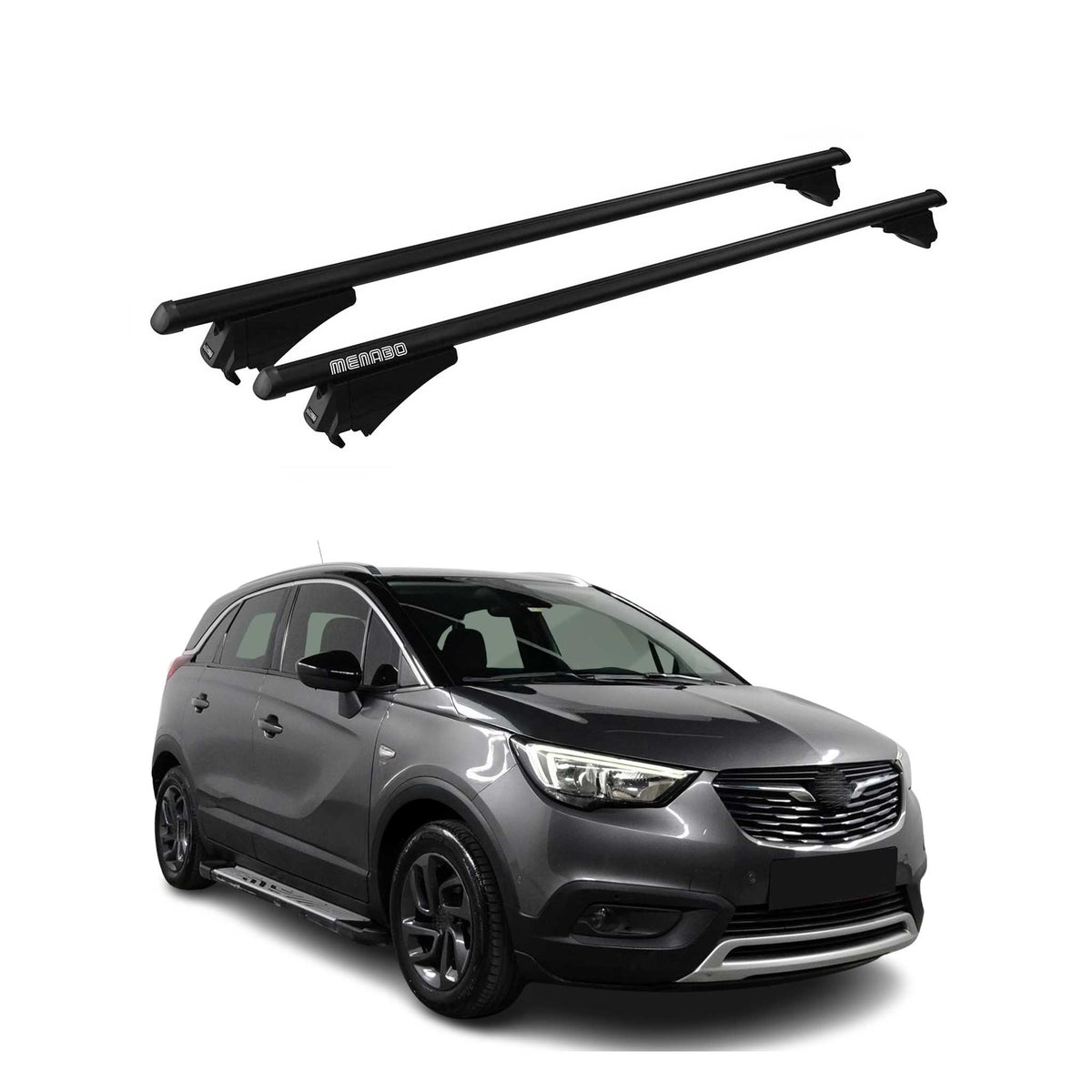 Menabo Dachträger Grundtäger für Opel Crossland X 2017-2020 75kg Alu Schwarz 2x