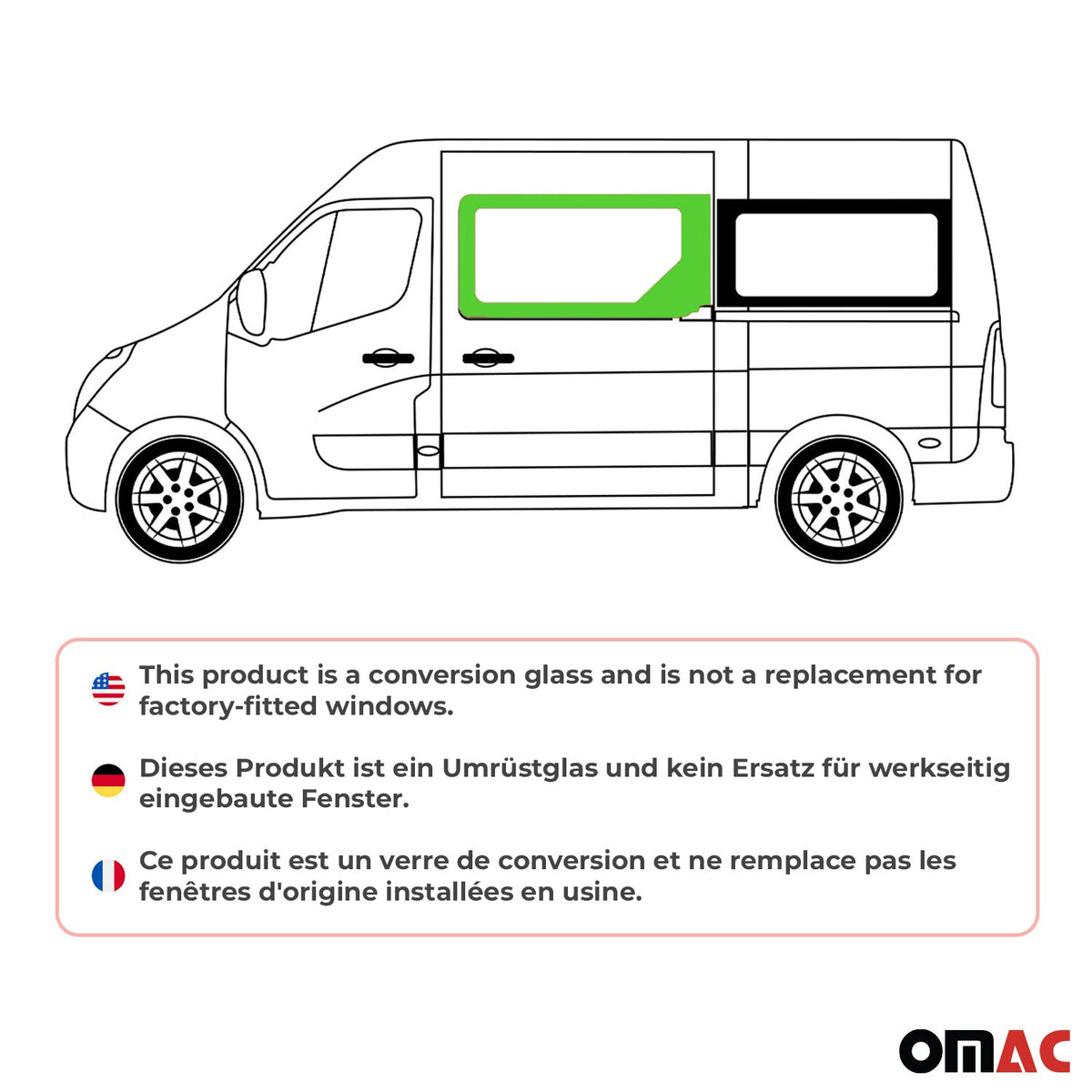 Seitenfenster Auto Fenster für Renault Master 2010-2024 Schwarz Rechts L1