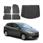 Fußmatten & Kofferraumwanne Set für Ford C-Max 2010-2019 5tür Gummi Schwarz 5x