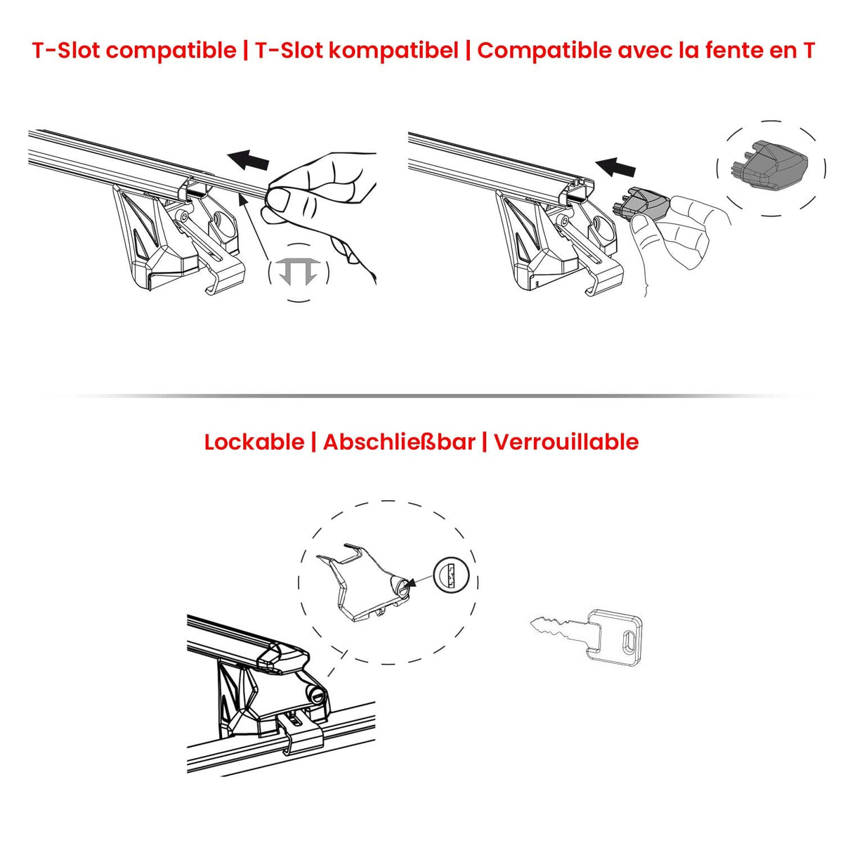Dachträger Grundtäger für Ford Kuga III 2019-2026 100kg Alu Schwarz 2 tlg ABE