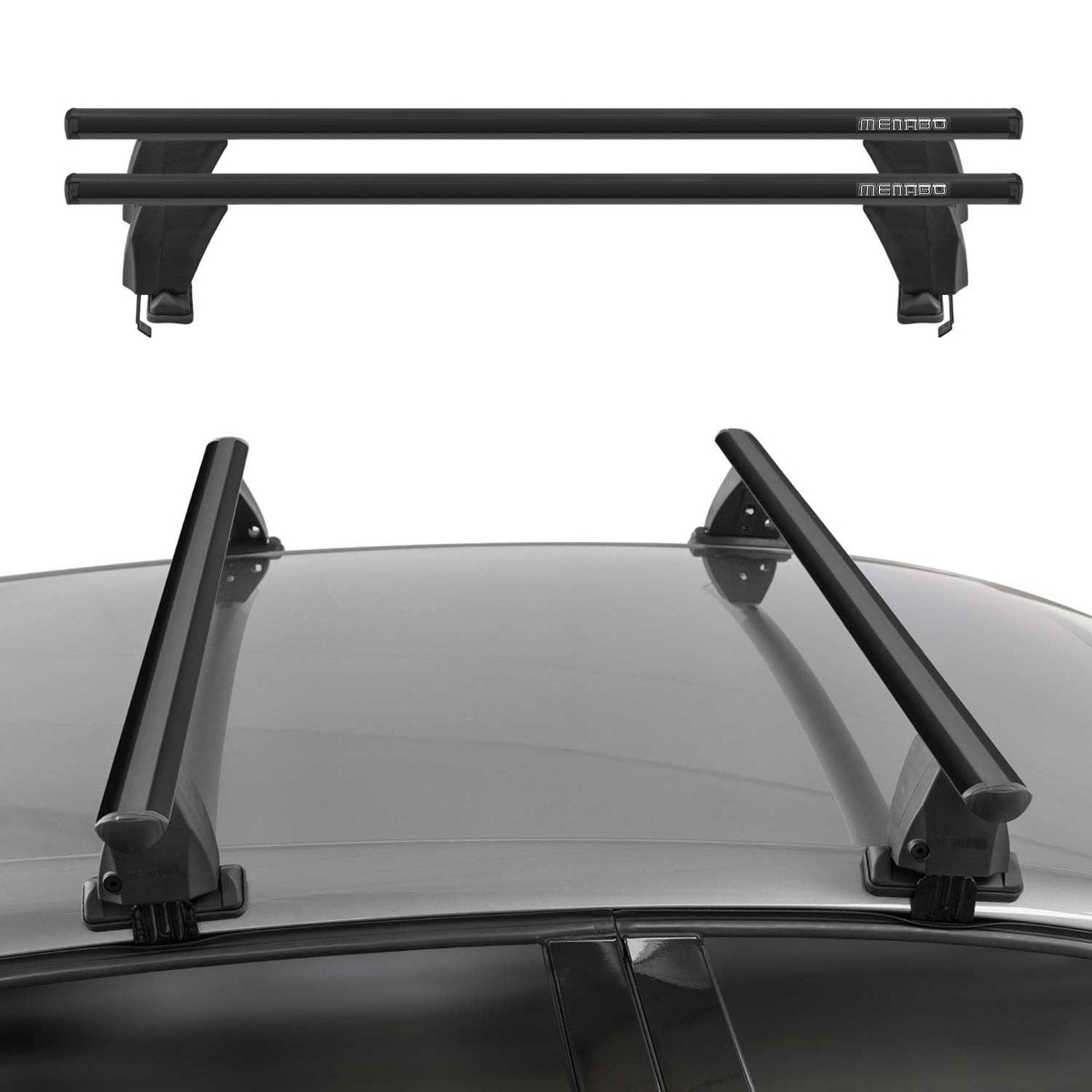 Menabo Dachträger Grundtäger für Chery Tiggo 2016-2026 50kg Alu Schwarz 2 tlg