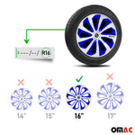 Radkappen Radzierblenden Sparco Sicilia 16" Zoll Abdeckung Silber Blau Carbon 4x