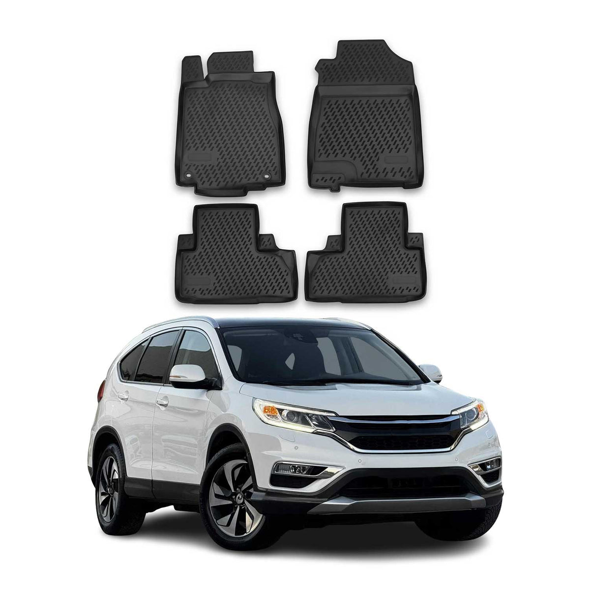 OMAC Gummimatten Fußmatten für Honda CR-V 2012-2016 TPE Automatten Schwarz 4x