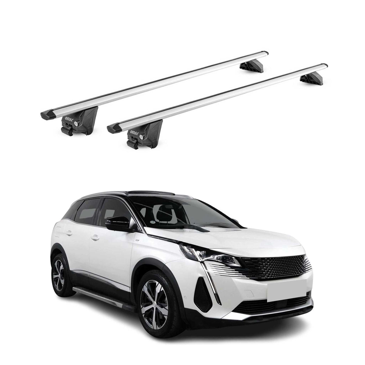 Dachträger Grundtäger für Peugeot 3008 2016-2023 100kg Aluminium Silber 2tlg ABE