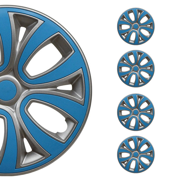 4x Radblenden Radkappen Radzierblenden 14" Zoll Grau Blau Glänzend