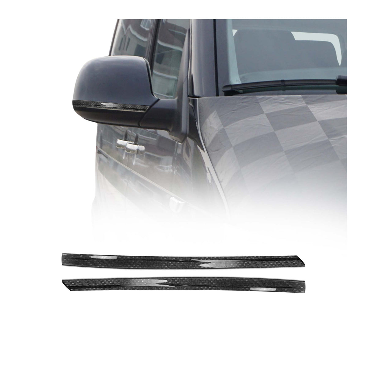 Spiegelkappen Leiste für VW T6 T6.1 alle 2015-24 Kohlefaser Carbon Schwarz 2tlg
