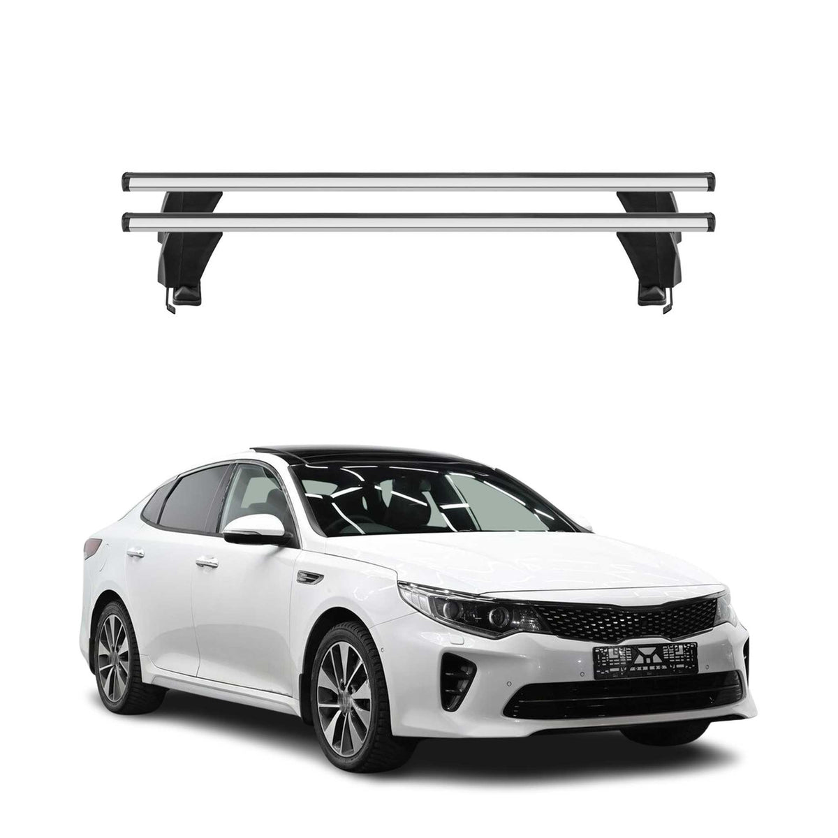 Menabo Dachträger Grundtäger für Kia Optima 2015-2020 50kg Alu Silber 2 tlg