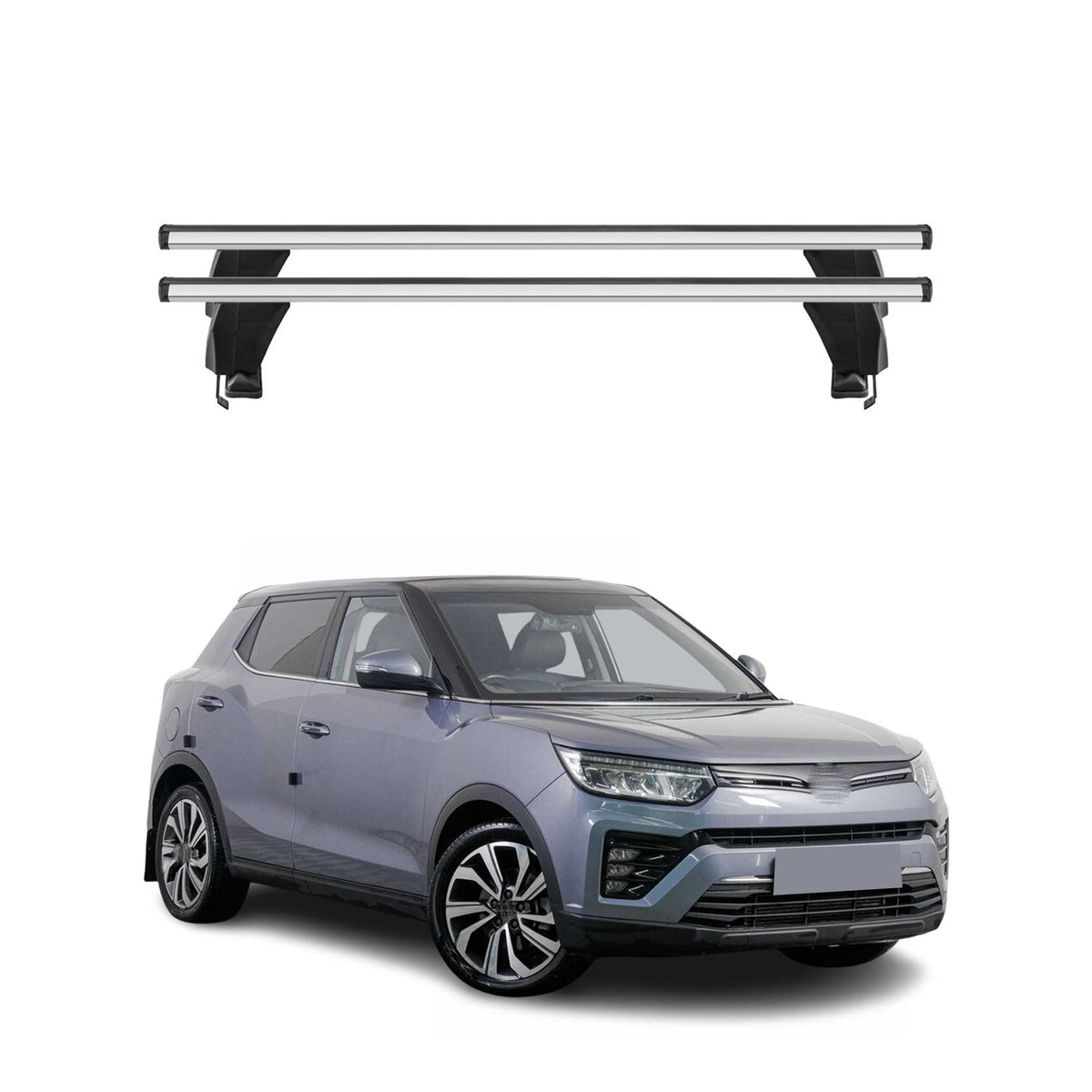Menabo Dachträger Grundträger für Ssangyong Tivoli 2015-2023 Alu Grau 2tlg
